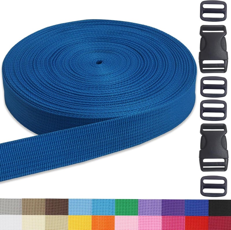 ZHFMLY ZHFMILY Polypropylene Webbing 1 inch Royal Blue 20 Yards Heavy Duty Poly Strapping Backpack Straps for Climbing Outdoors Indoors Crafting DIY - Image 1